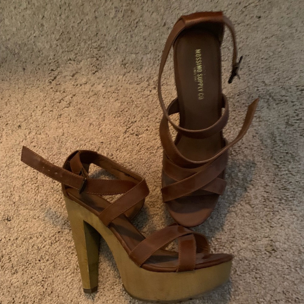 Tan platform heels